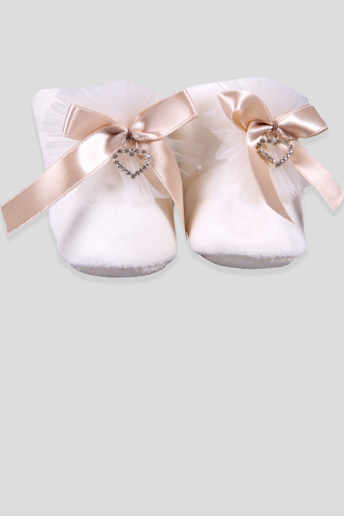 Breeze Kız Bebek Panduf Taşlı Fiyonklu Bej (Standart)