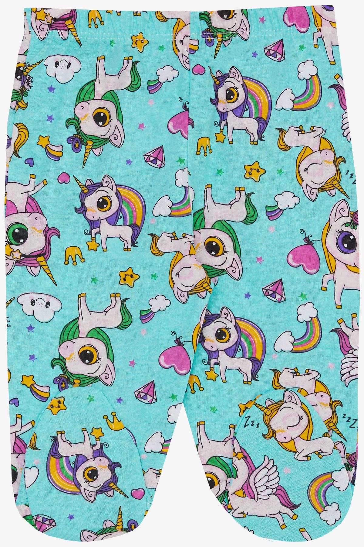 Breeze Kız Bebek Patikli Alt Sevimli Unicorn Desenli Turkuaz (6 Ay)