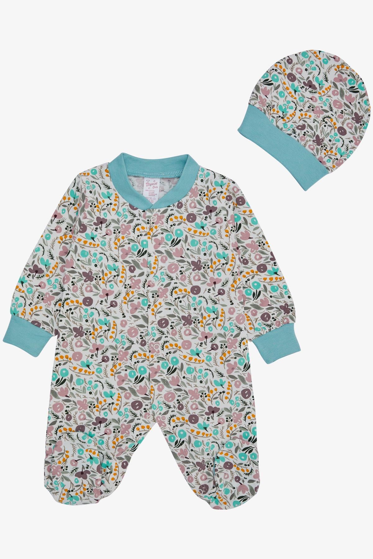Breeze Kız Bebek Patikli Tulum Çiçek Desenli Karışık Renk (0-6 Ay)