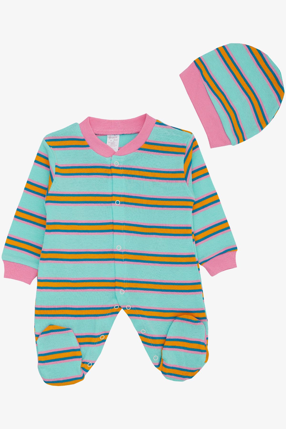 Breeze Kız Bebek Patikli Tulum Çizgili Karışık Renk (0-6 Ay)
