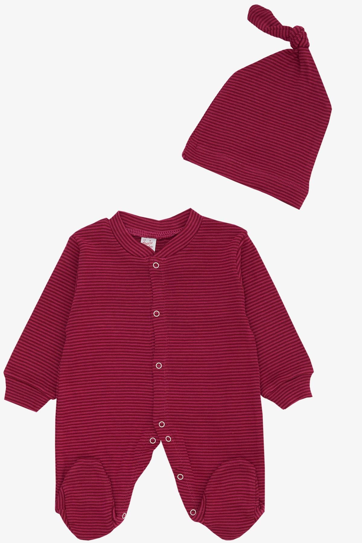 Breeze Kız Bebek Patikli Tulum Çizgili Fuşya (0-6 Ay)