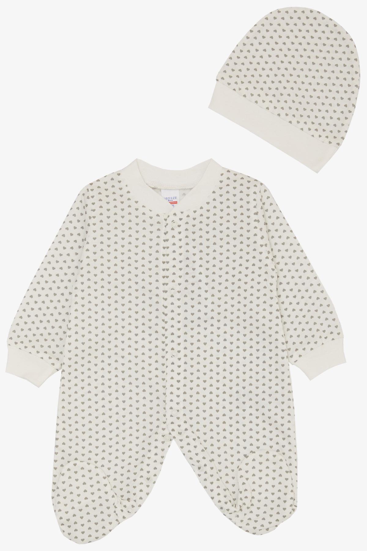 Breeze Kız Bebek Patikli Tulum Minik Kalp Desenli Beyaz (0-6 Ay)