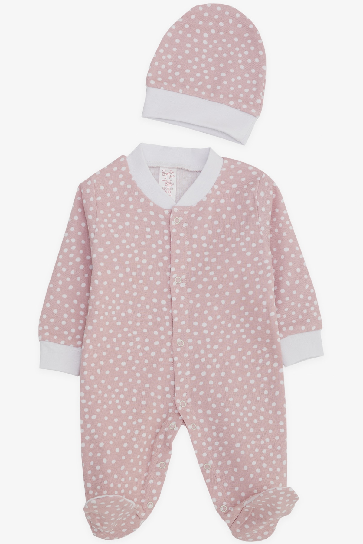 Breeze Kız Bebek Patikli Tulum Minik Puantiye Desenli Pembe (0-3 Ay-6 Ay)