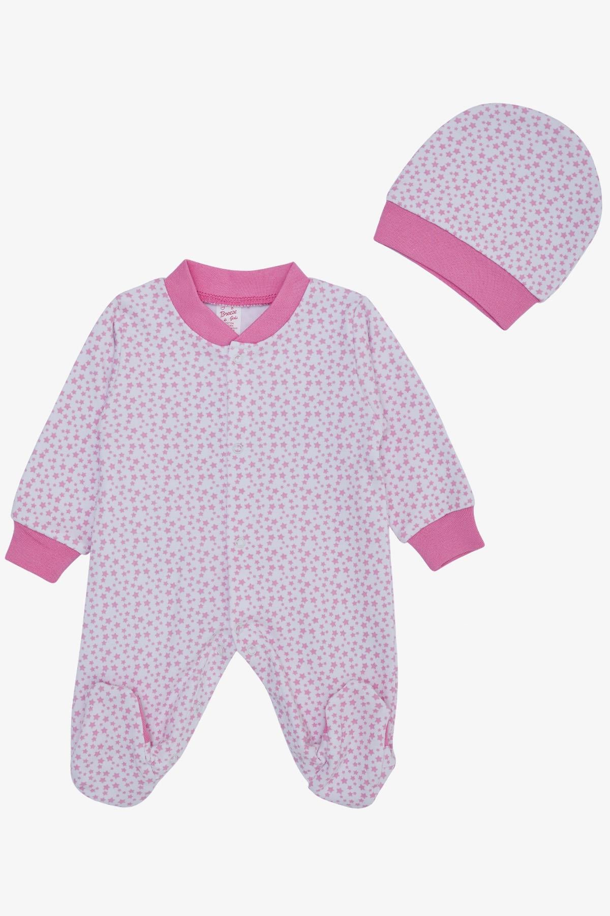 Breeze Kız Bebek Patikli Tulum Minik Yıldız Desenli Beyaz (0-6 Ay)