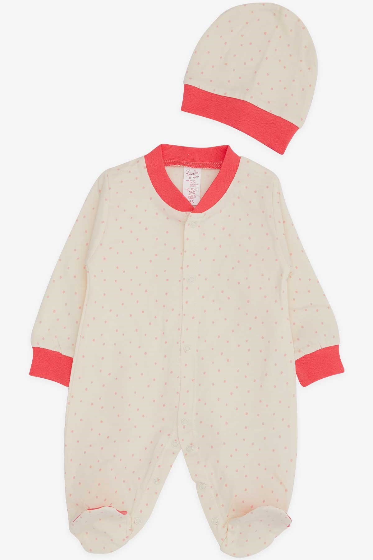 Breeze Kız Bebek Patikli Tulum Puantiye Desenli Krem (0-3 Ay-6 Ay)