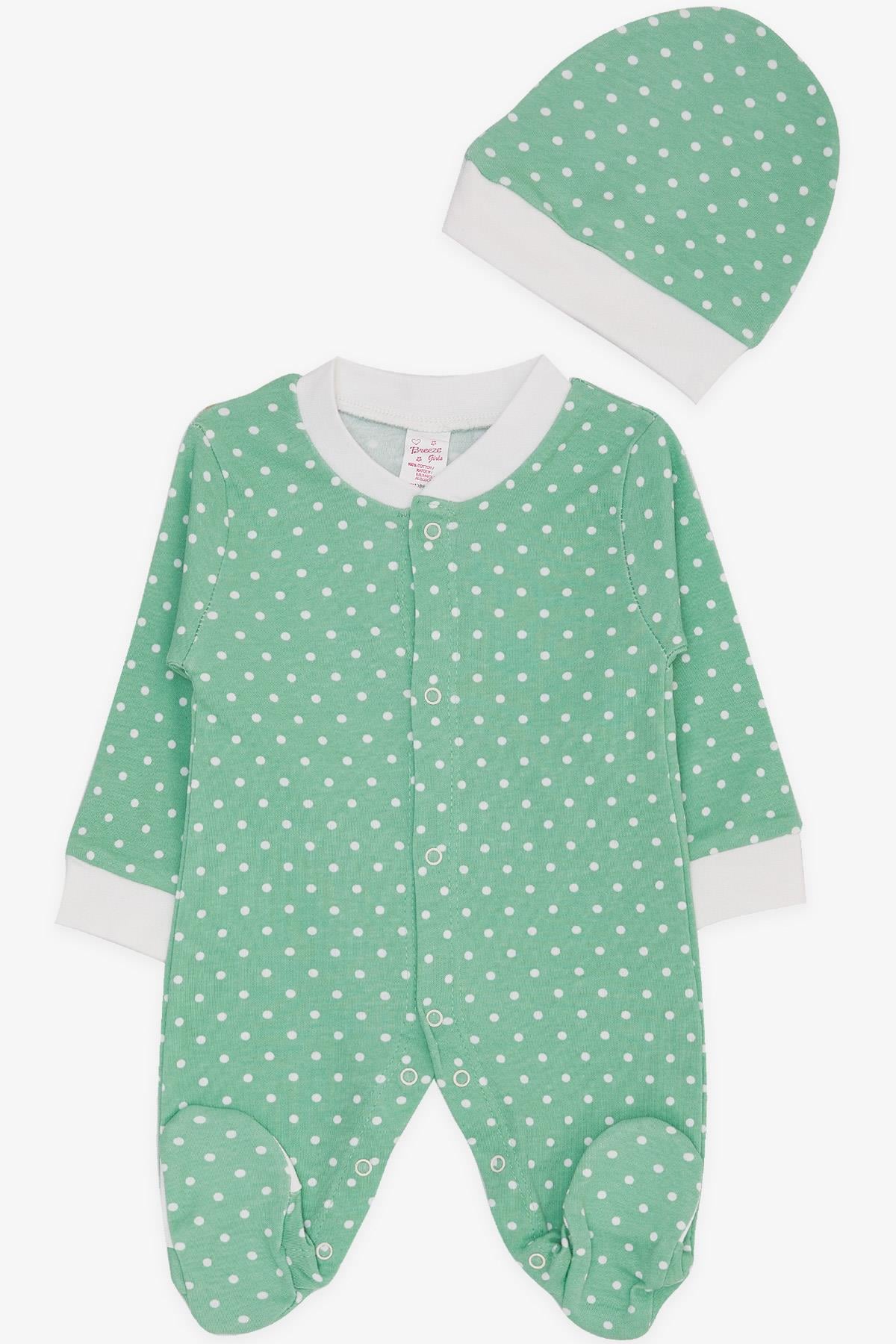 Breeze Kız Bebek Patikli Tulum Puantiye Desenli Yeşil (0-3 Ay-6 Ay)