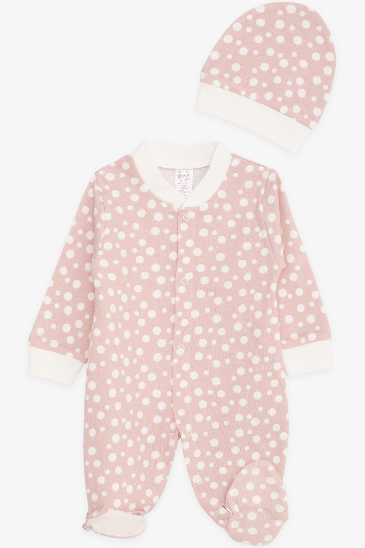 Breeze Kız Bebek Patikli Tulum Puantiye Desenli Pembe (0-3 Ay-6 Ay)