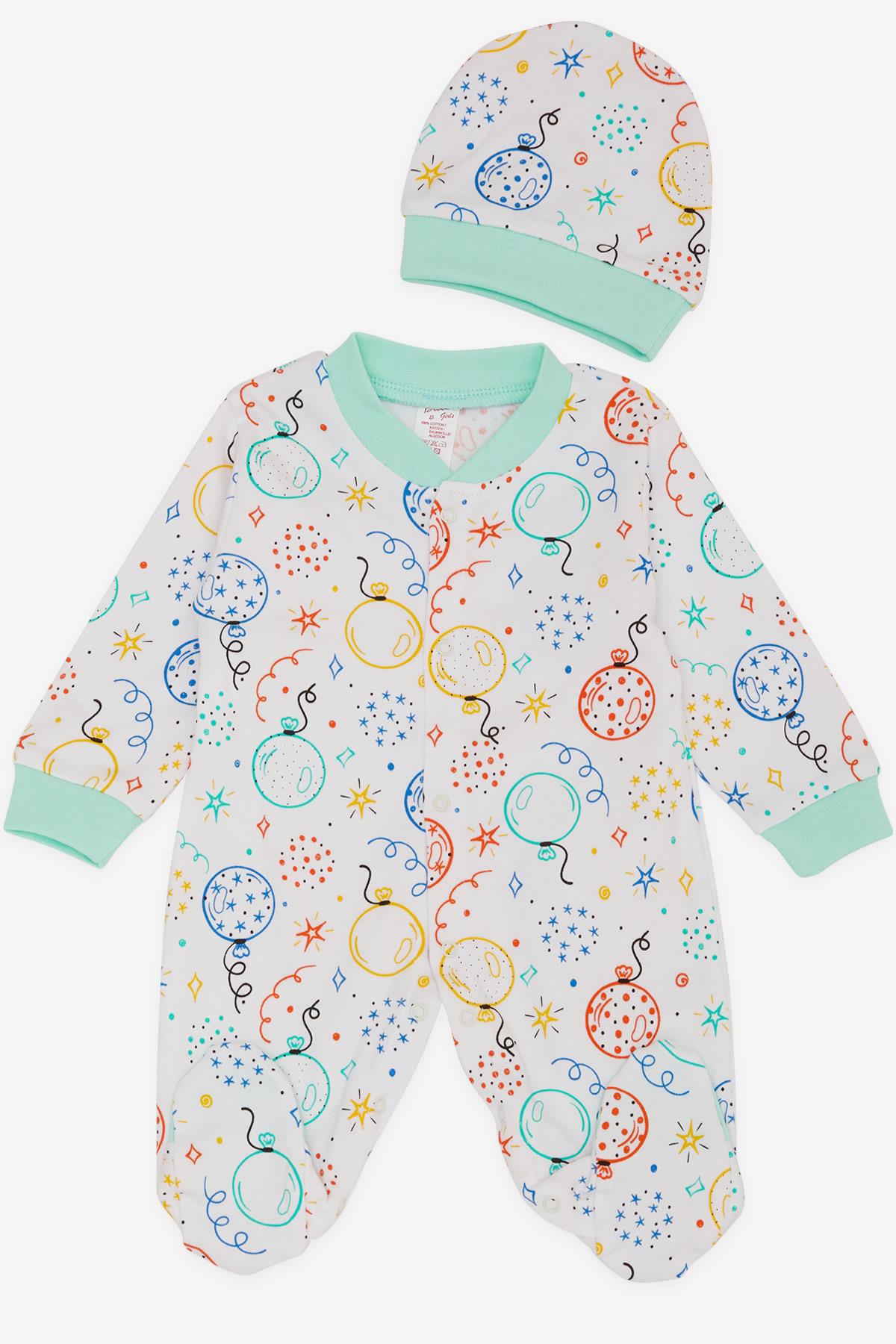 Breeze Kız Bebek Patikli Tulum Renkli Baloncuk Desenli Beyaz (0-3 Ay-6 Ay)