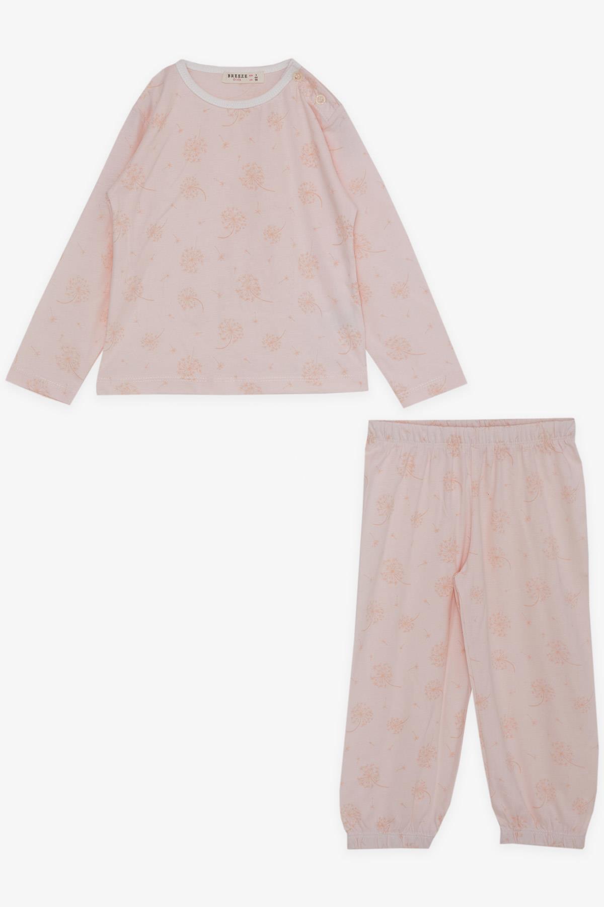 Breeze Kız Bebek Pijama Takımı Çiçek Desenli Pudra (9 Ay-3 Yaş)