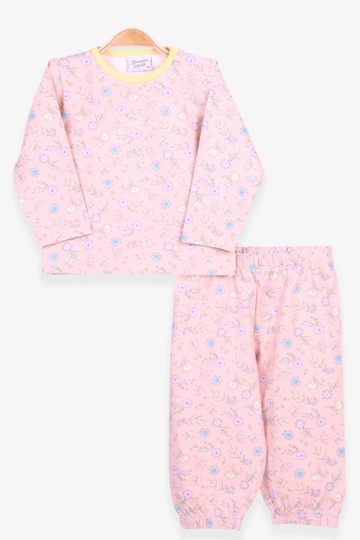 Breeze Kız Bebek Pijama Takımı Çiçek Desenli Pudra (9 Ay-3 Yaş)
