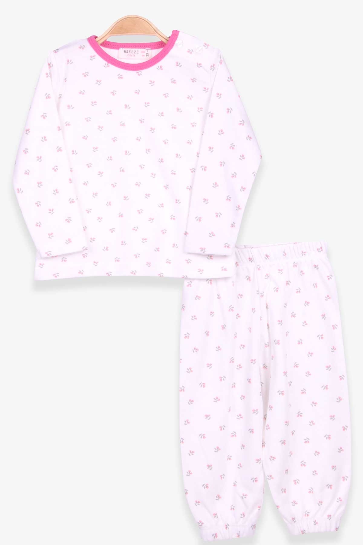 Breeze Kız Bebek Pijama Takımı Çiçek Desenli Ekru (9 Ay-3 Yaş)