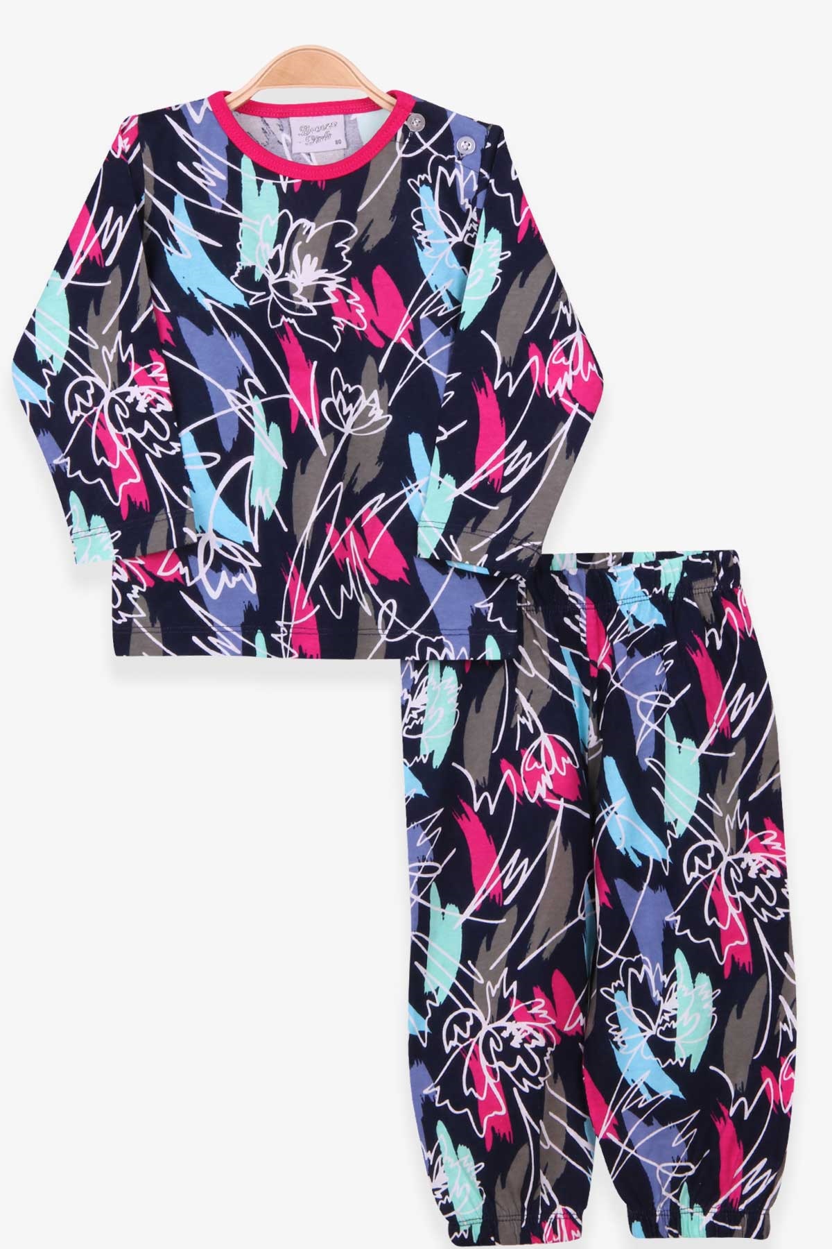 Breeze Kız Bebek Pijama Takımı Desenli Lacivert (9 Ay-3 Yaş)