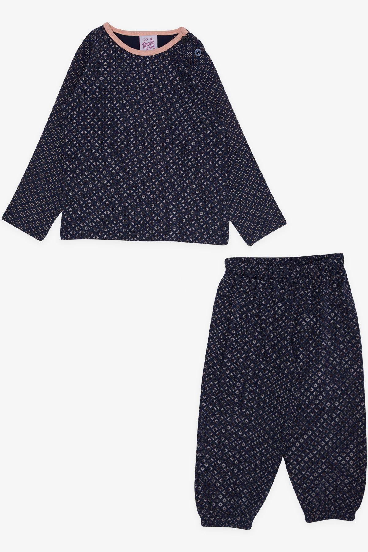 Breeze Kız Bebek Pijama Takımı Desenli Lacivert (9 Ay-3 Yaş)