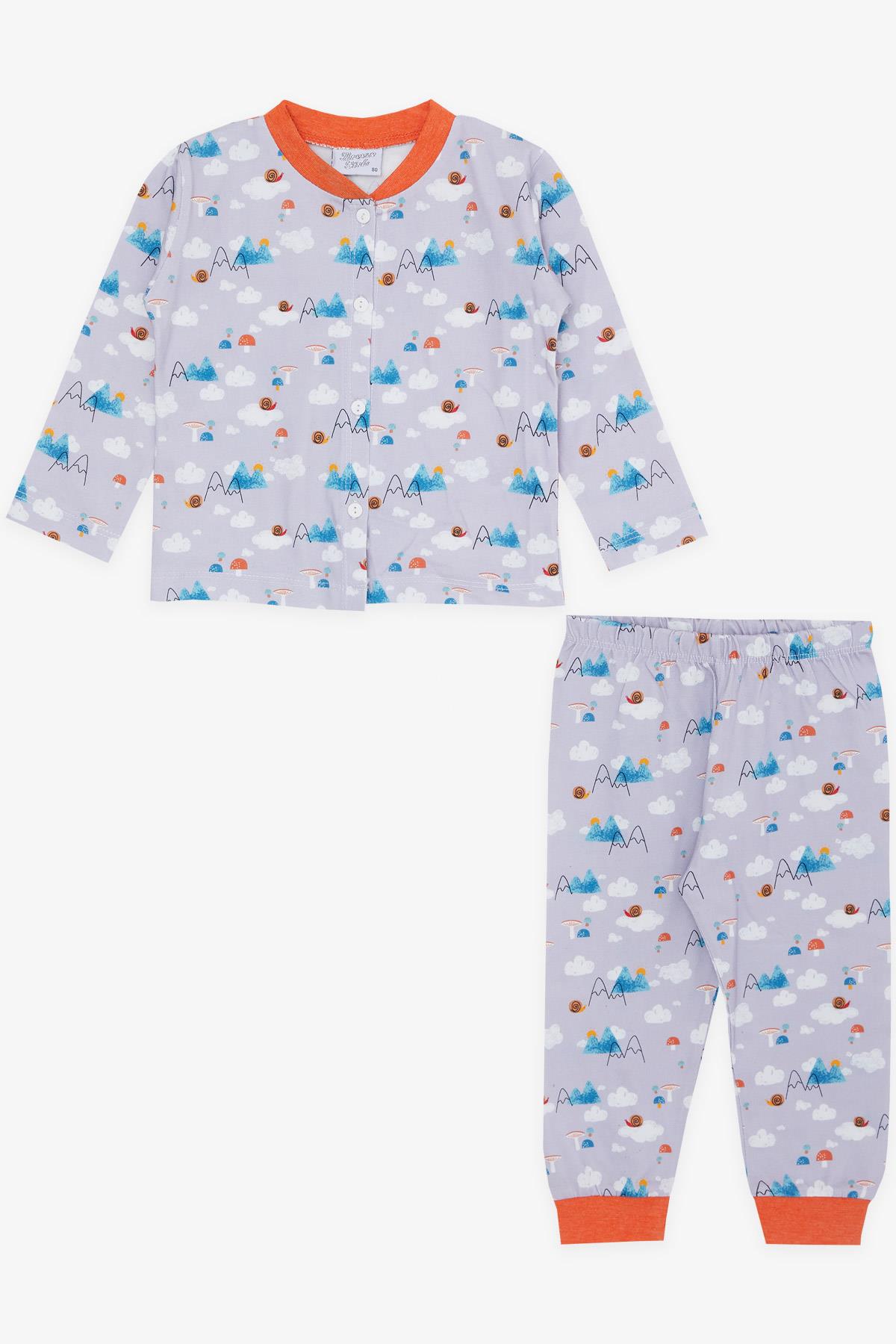 Breeze Kız Bebek Pijama Takımı Doğa Temalı Salyangoz Desenli Açık Lila (4 Ay-1 Yaş)