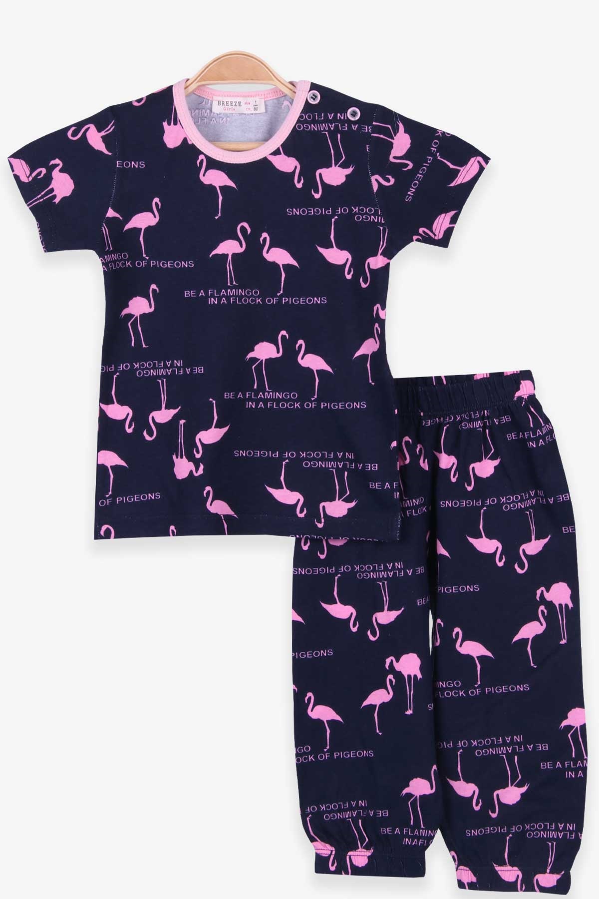 Breeze Kız Bebek Pijama Takımı Flamingo Desenli Lacivert (1-2 Yaş)