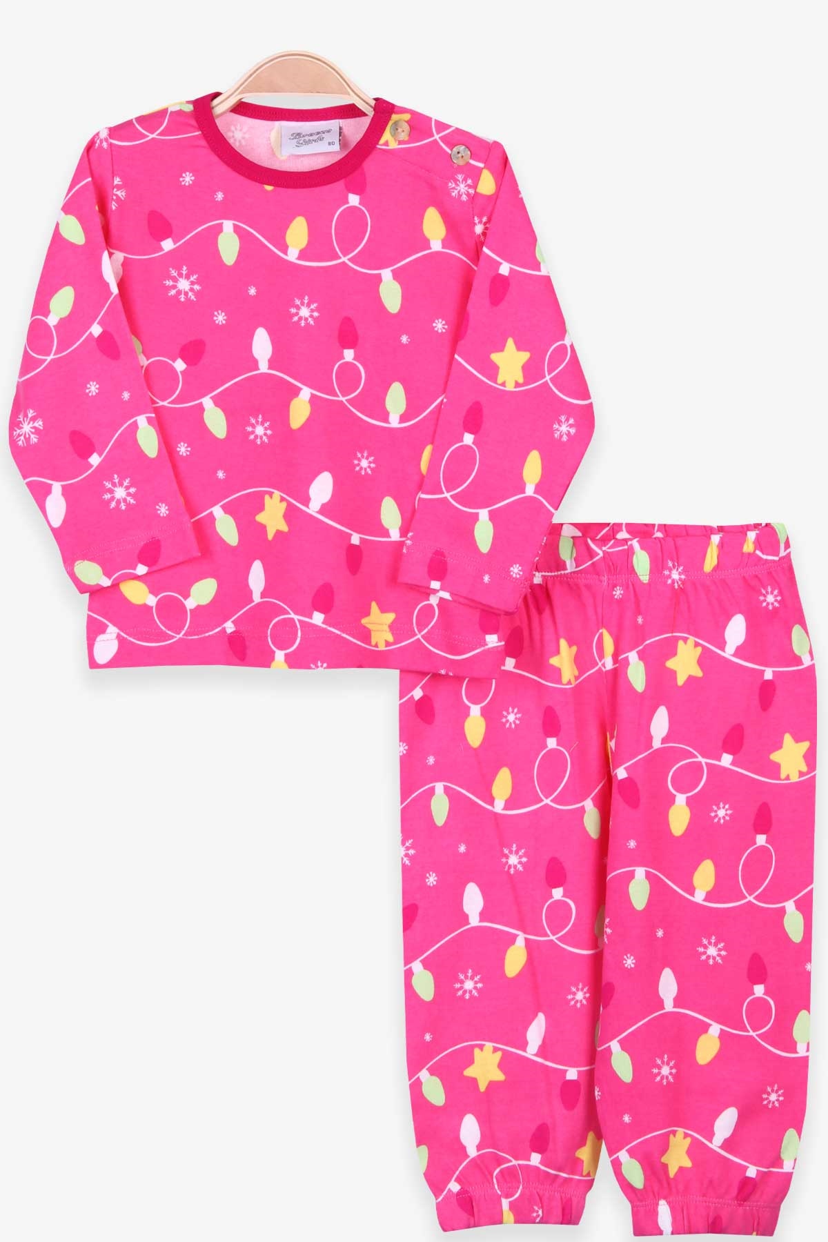 Breeze Kız Bebek Pijama Takımı Kar Tanesi Desenli Pembe (9 Ay-3 Yaş)