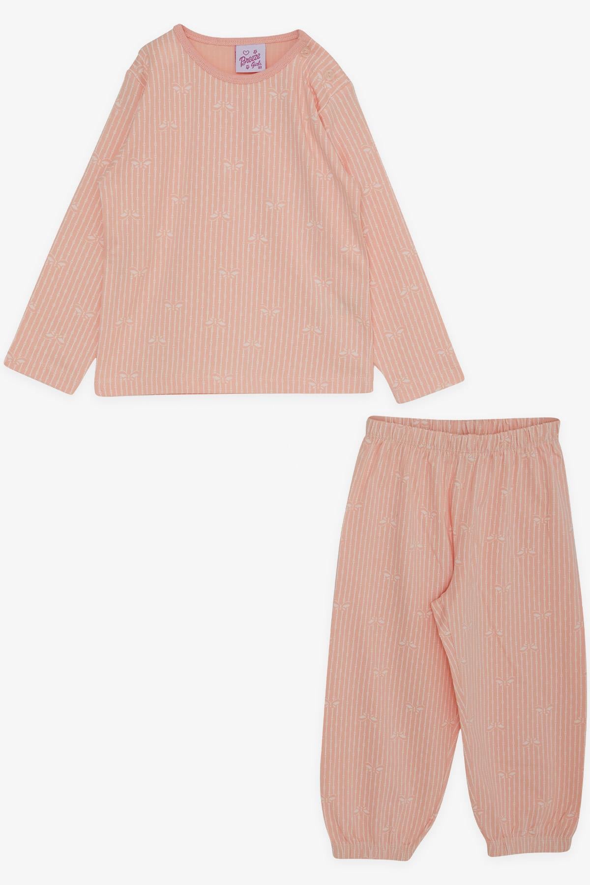 Breeze Kız Bebek Pijama Takımı Kelebek Desenli Somon (9 Ay-3 Yaş)