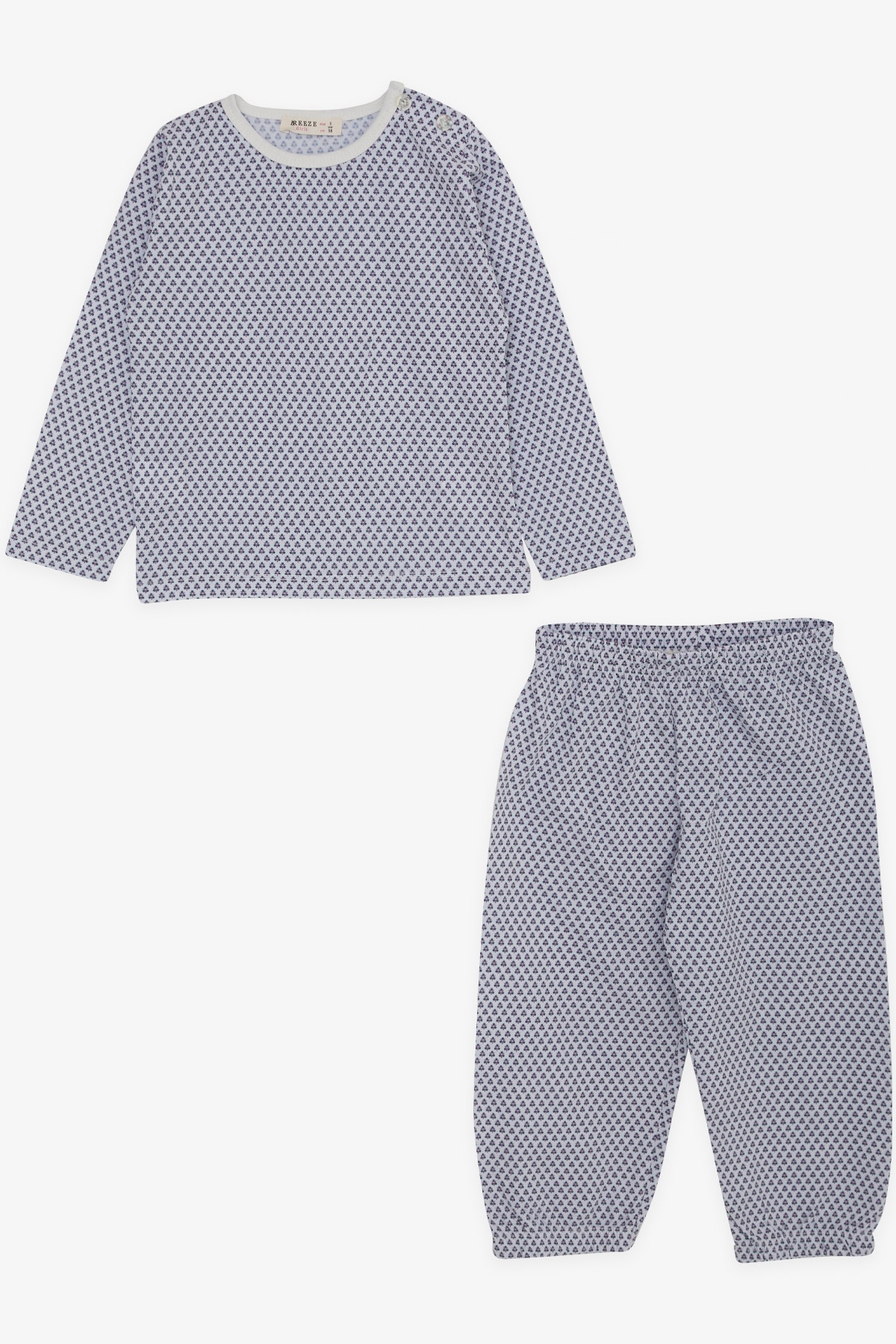 Breeze Kız Bebek Pijama Takımı Minik Çiçek Desenli Beyaz (9 Ay-3 Yaş)