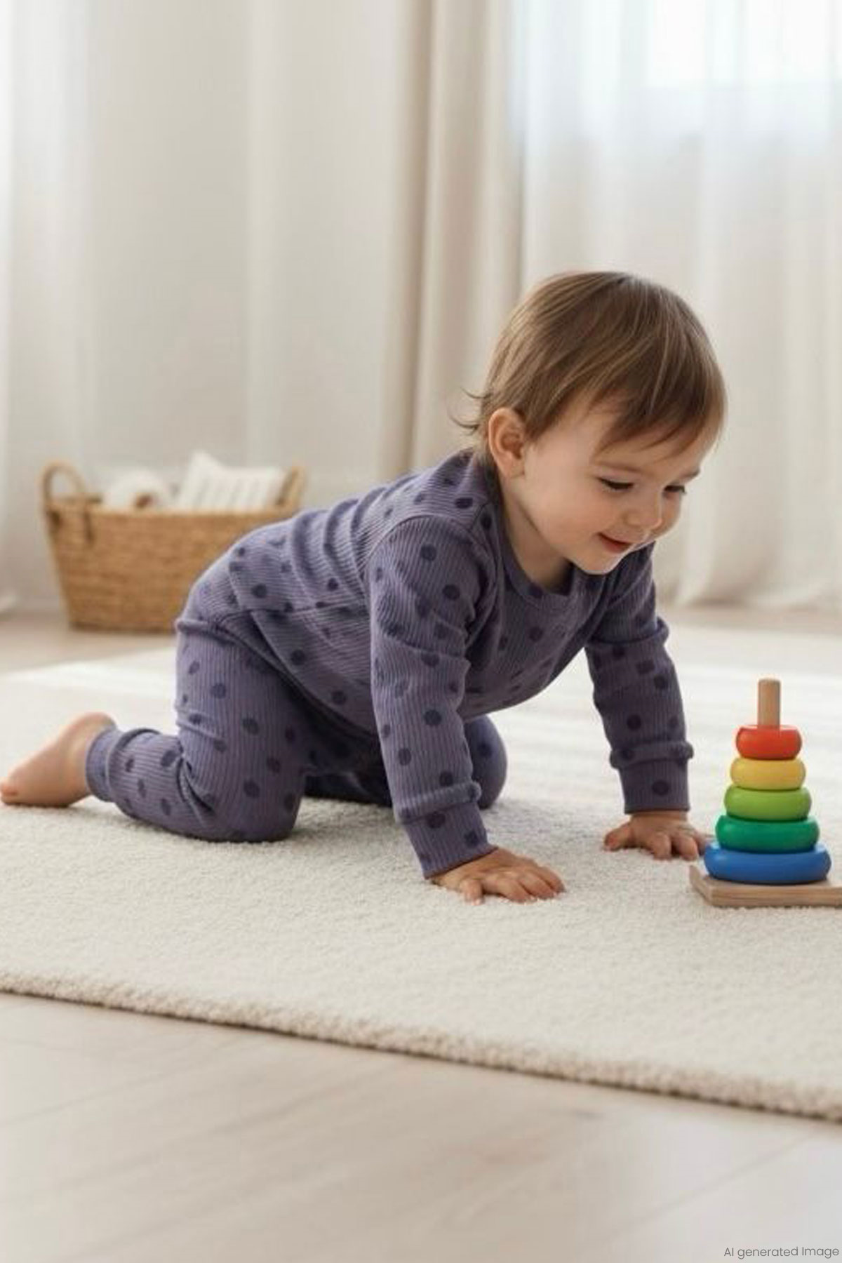 Breeze Kız Bebek Pijama Takımı Omuzdan Patlı Puantiye Desenli Lila (4-6 Ay)