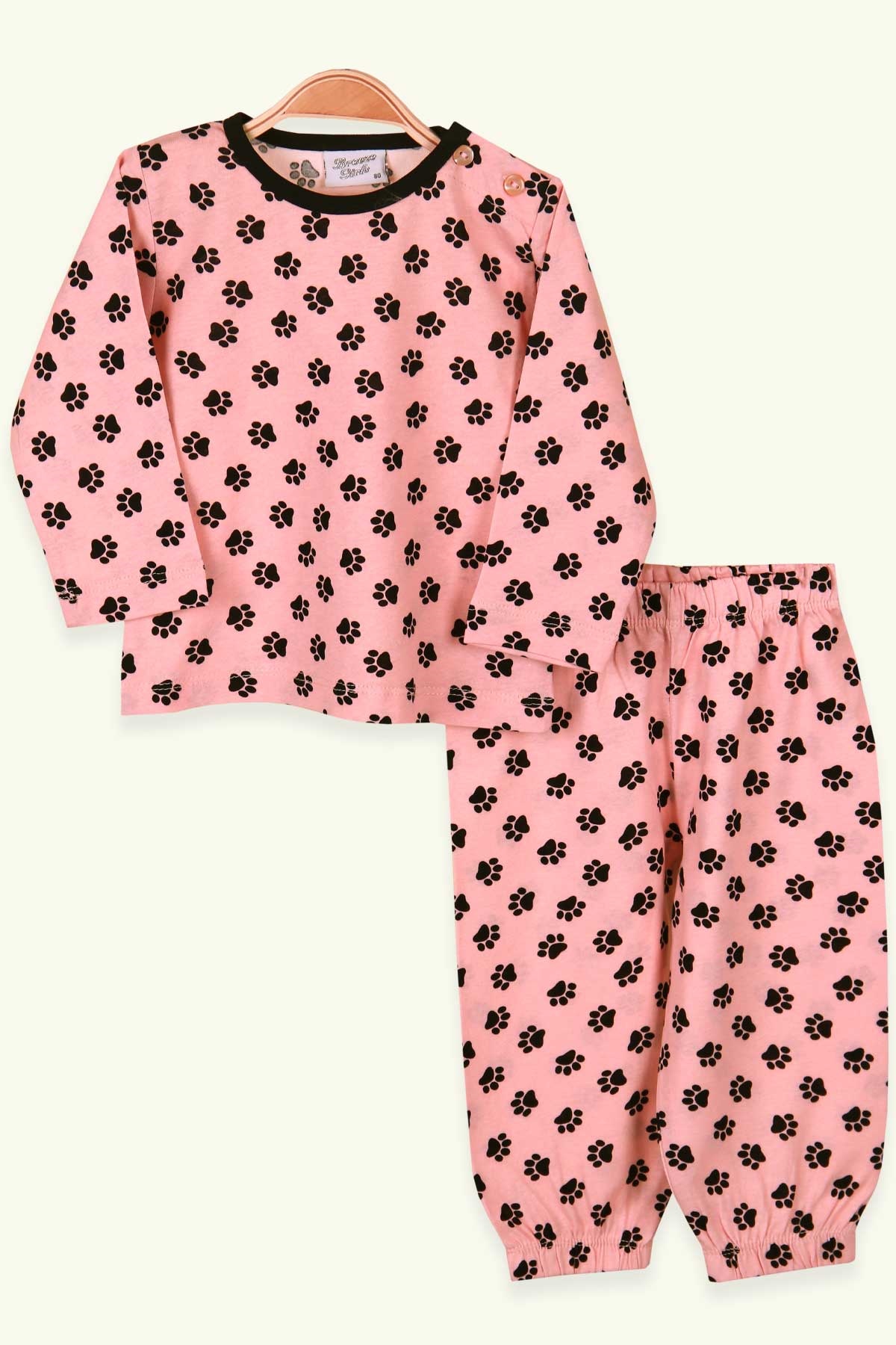 Breeze Kız Bebek Pijama Takımı Pati Desenli Somon (9 Ay-3 Yaş)
