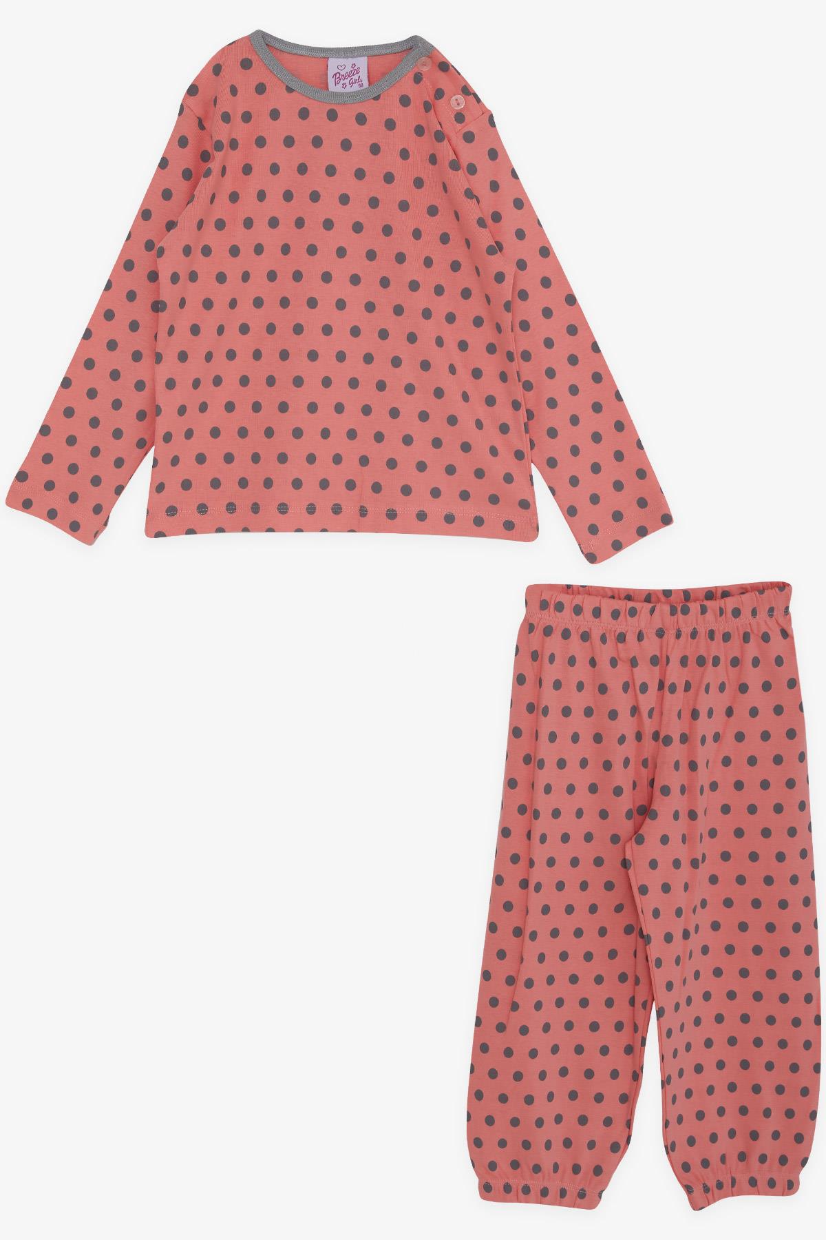 Breeze Kız Bebek Pijama Takımı Puantiye Desenli Mercan (9 Ay-3 Yaş)