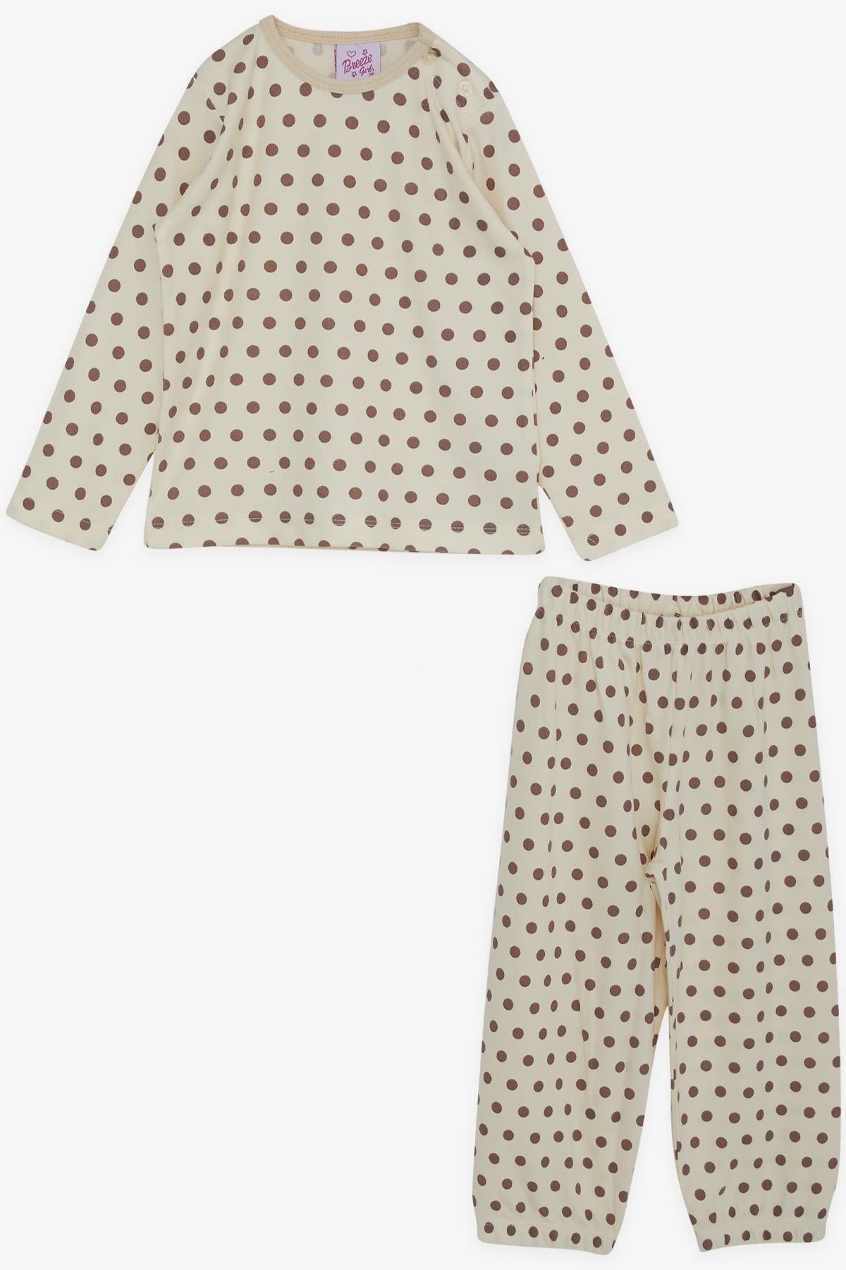 Breeze Kız Bebek Pijama Takımı Puantiye Desenli Krem (9 Ay-3 Yaş)