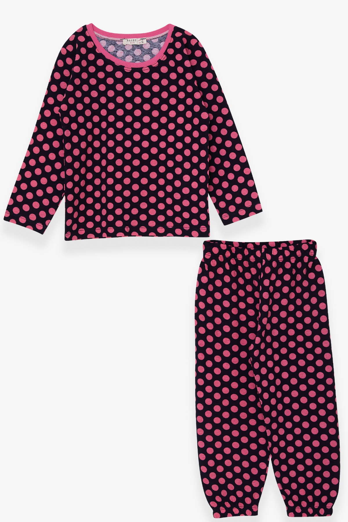 Breeze Kız Bebek Pijama Takımı Puantiye Desenli Lacivert (9 Ay-3 Yaş)