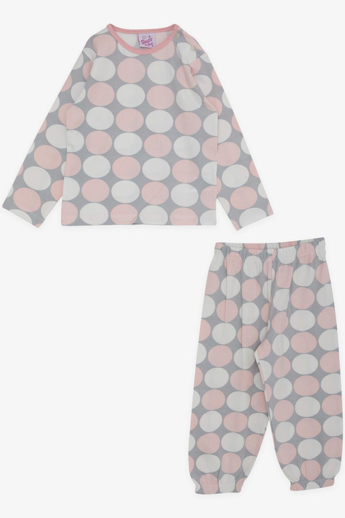 Breeze Kız Bebek Pijama Takımı Renkli Puan Desenli Gri (9 Ay-3 Yaş)