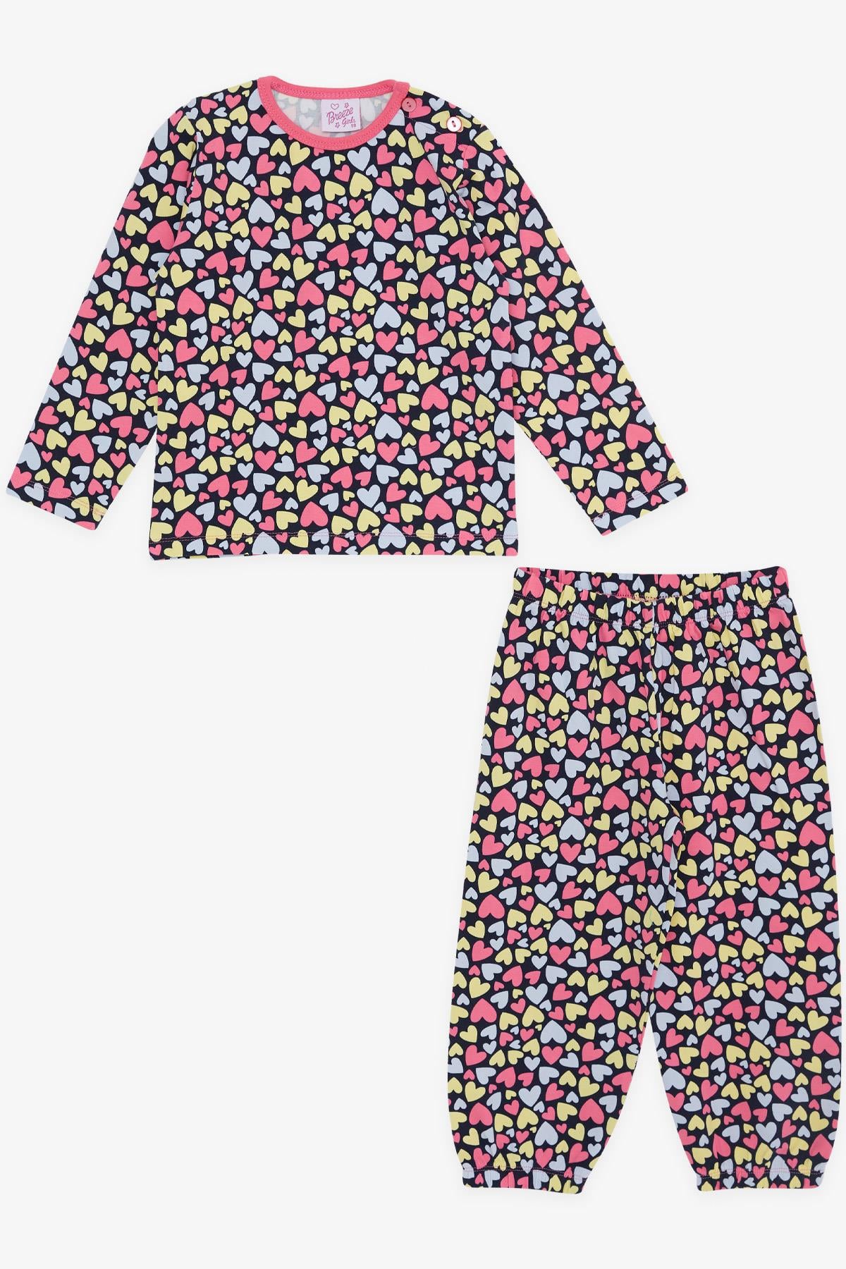 Breeze Kız Bebek Pijama Takımı Renkli Kalp Desenli Karışık Renk (9 Ay-3 Yaş)
