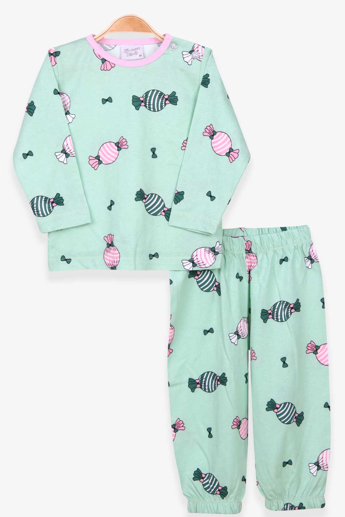 Breeze Kız Bebek Pijama Takımı Şeker Desenli Mint Yeşili (9 Ay-3 Yaş)
