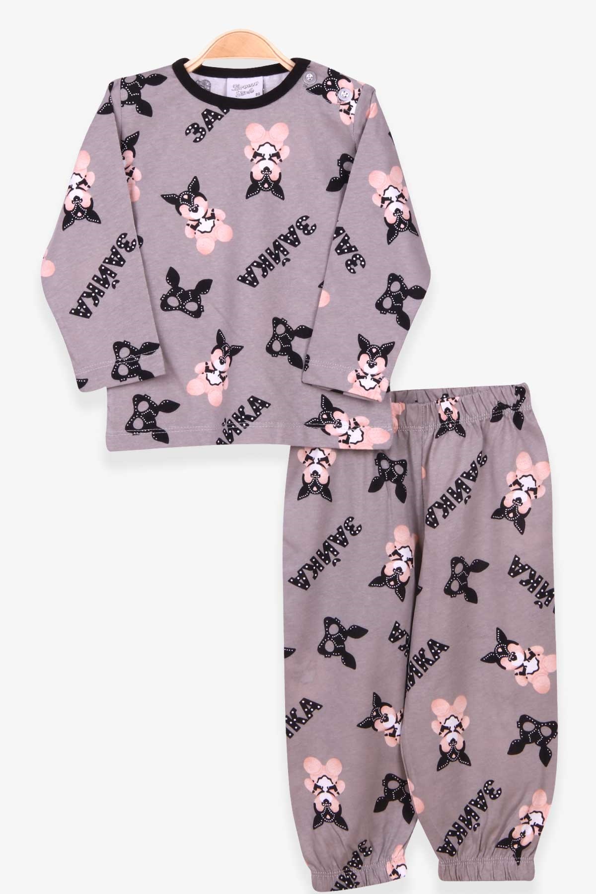 Breeze Kız Bebek Pijama Takımı Tavşan Desenli Gri (9 Ay-3 Yaş)
