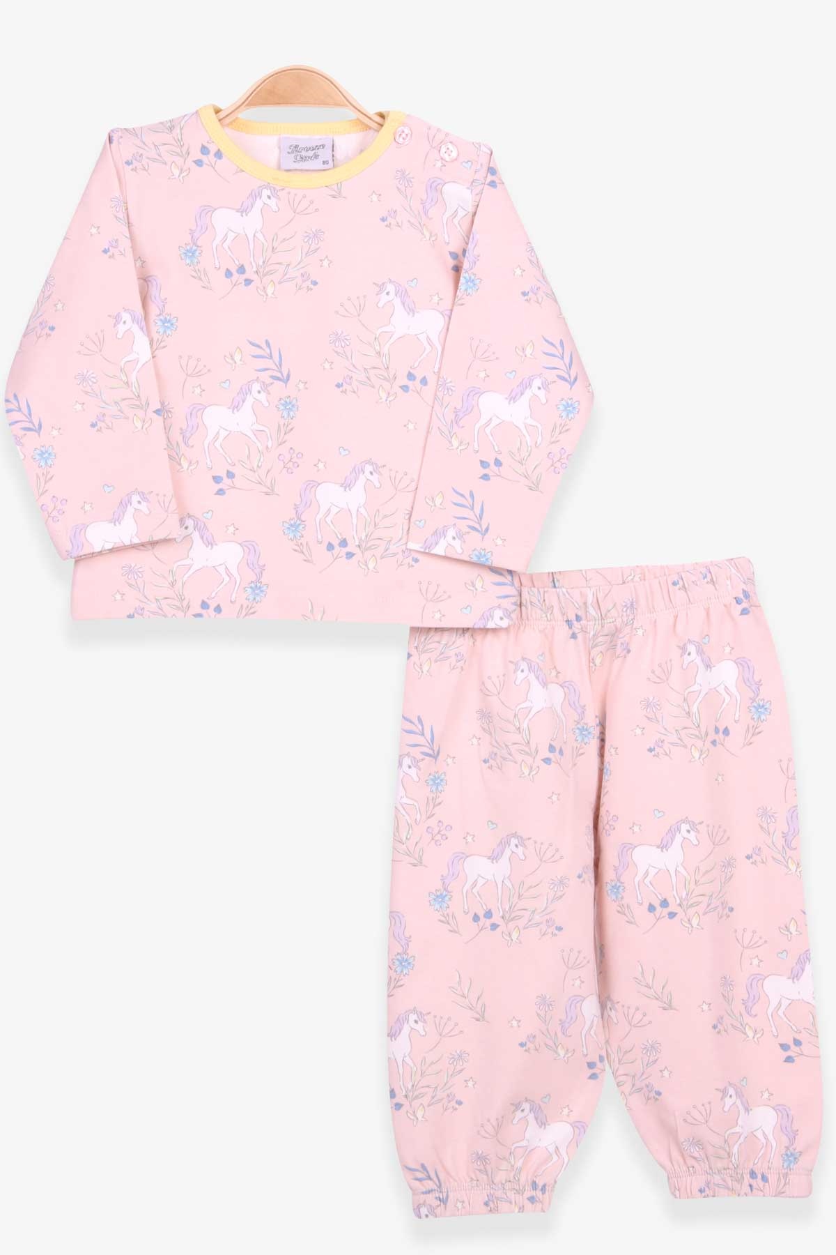 Breeze Kız Bebek Pijama Takımı Unicorn Desenli Somon (9 Ay-3 Yaş)