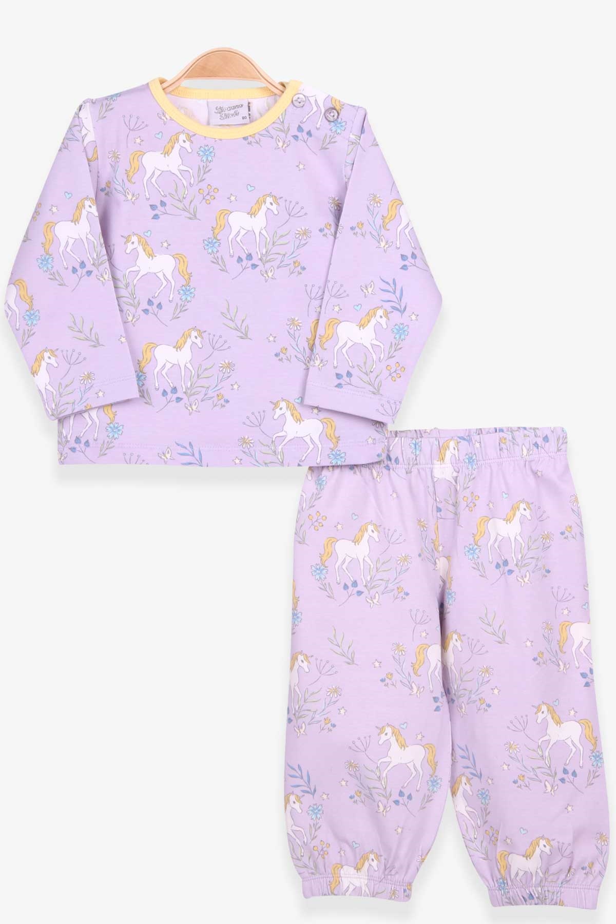 Breeze Kız Bebek Pijama Takımı Unicorn Desenli Eflatun (9 Ay-3 Yaş)