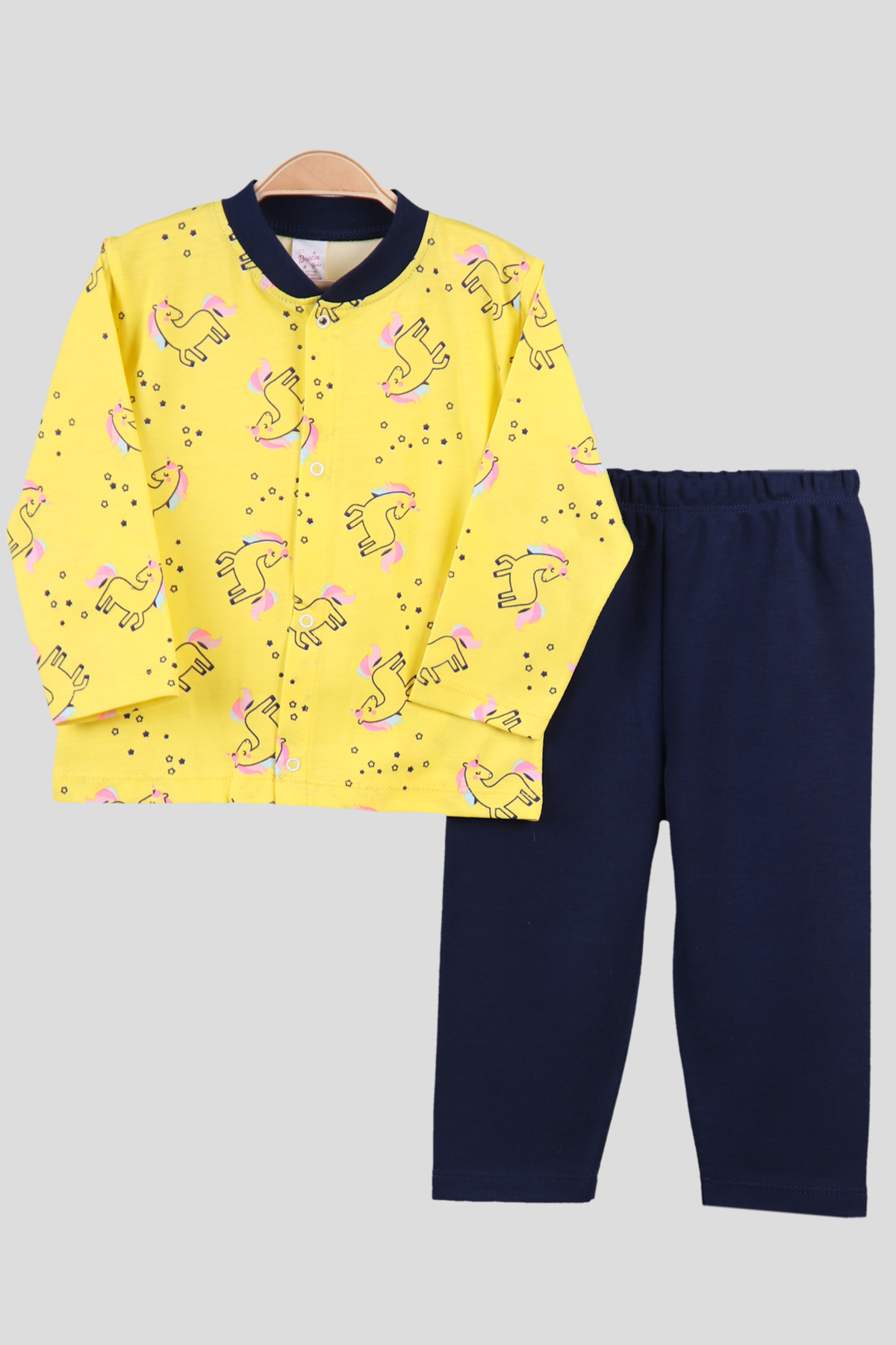 Breeze Kız Bebek Pijama Takımı Unicornlu Sarı (0-9 Ay)