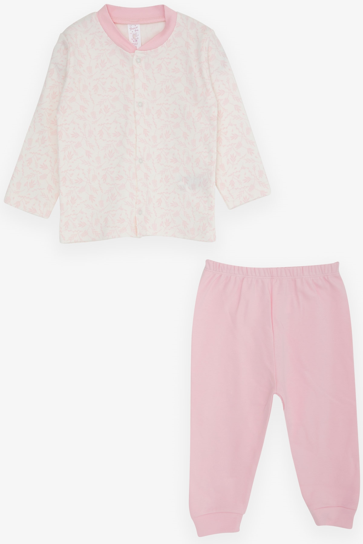 Breeze Kız Bebek Pijama Takımı Yaprak Desenli Ekru (4 Ay-1 Yaş)