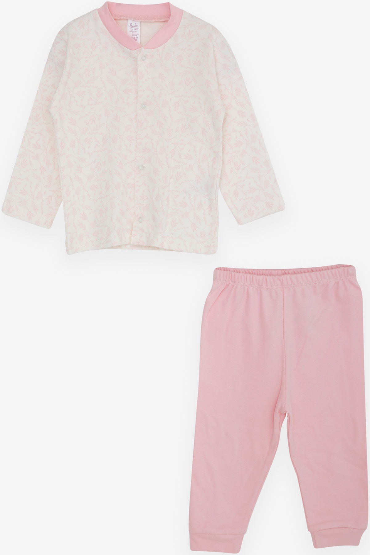 Breeze Kız Bebek Pijama Takımı Yaprak Desenli Ekru (4 Ay-1 Yaş)