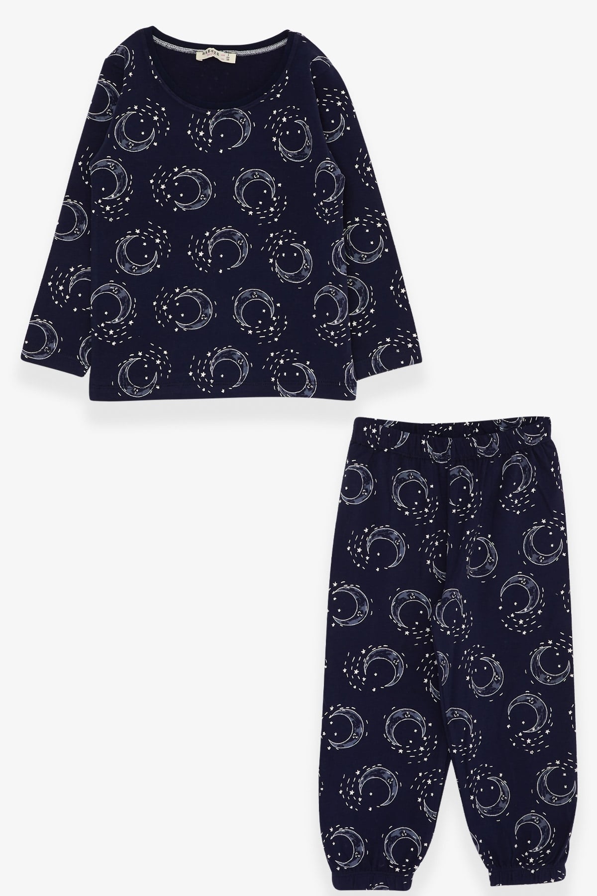 Breeze Kız Bebek Pijama Takımı Yarım Ay Desenli Lacivert (9 Ay-3 Yaş)