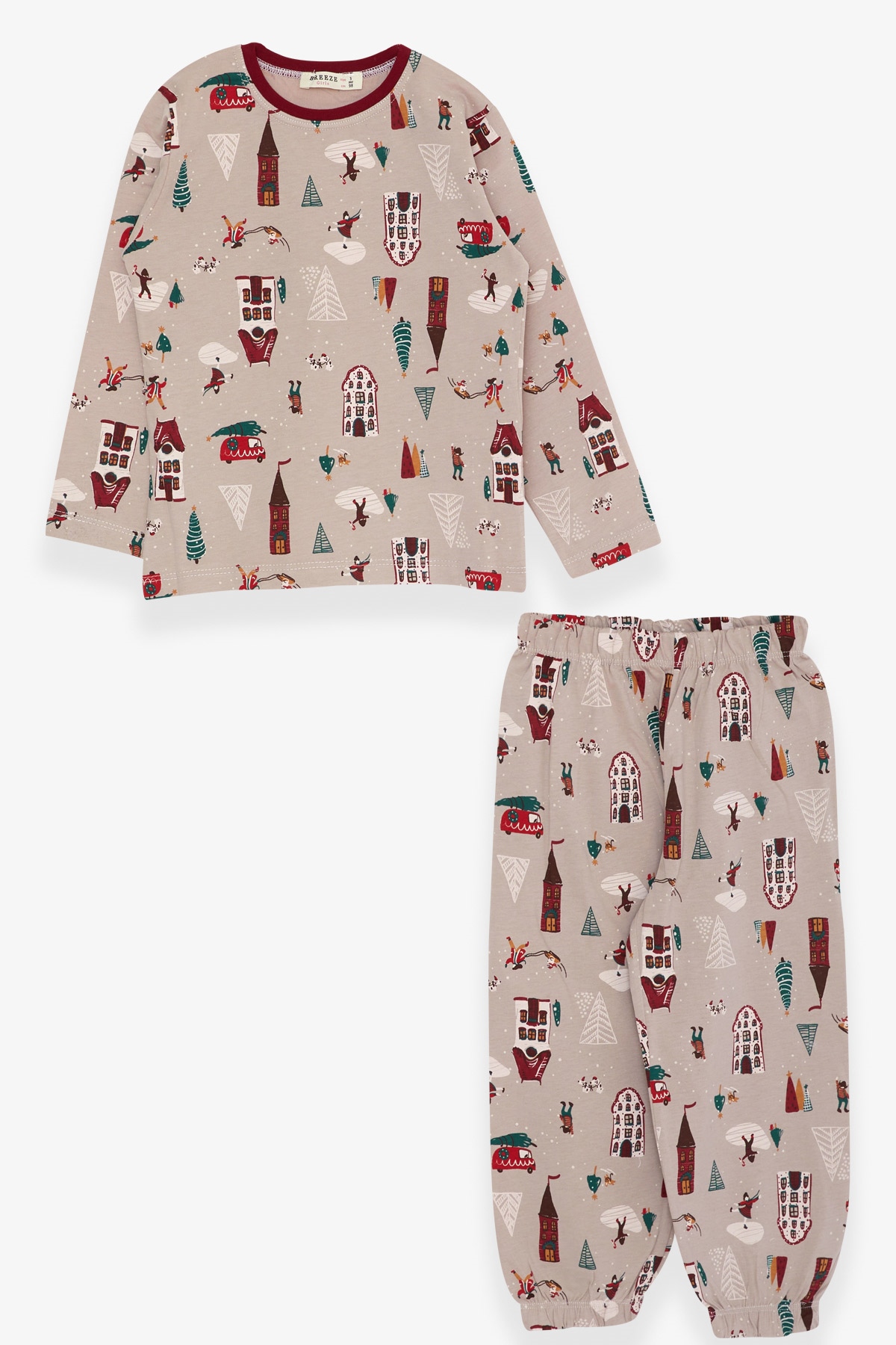 Kız Bebek Pijama Takımı Yılbaşı Temalı Vizon 1 Yaş - Eğlenceli Kız Çocuk  Pijamaları| Breeze