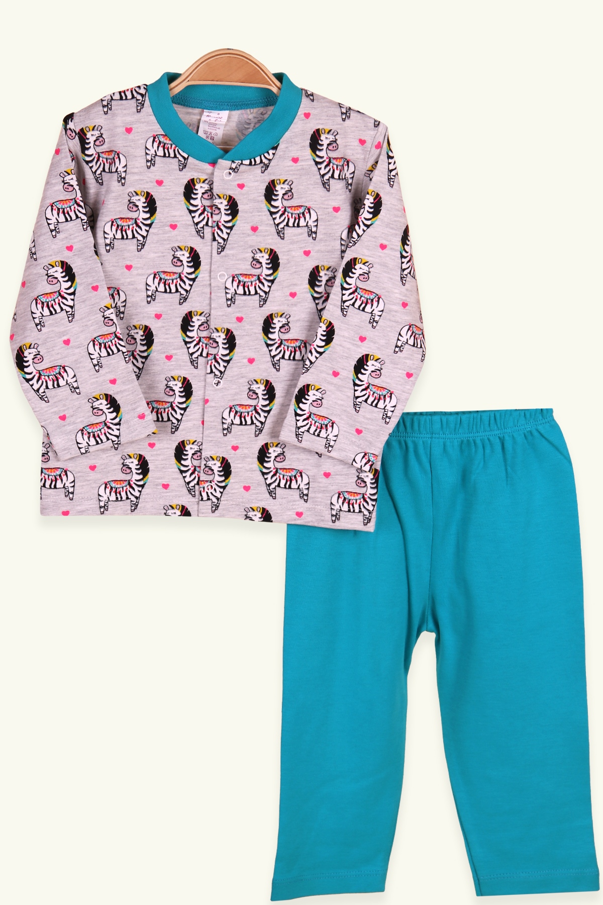 Breeze Kız Bebek Pijama Takımı Zebralı Mavi (3-9 Ay)
