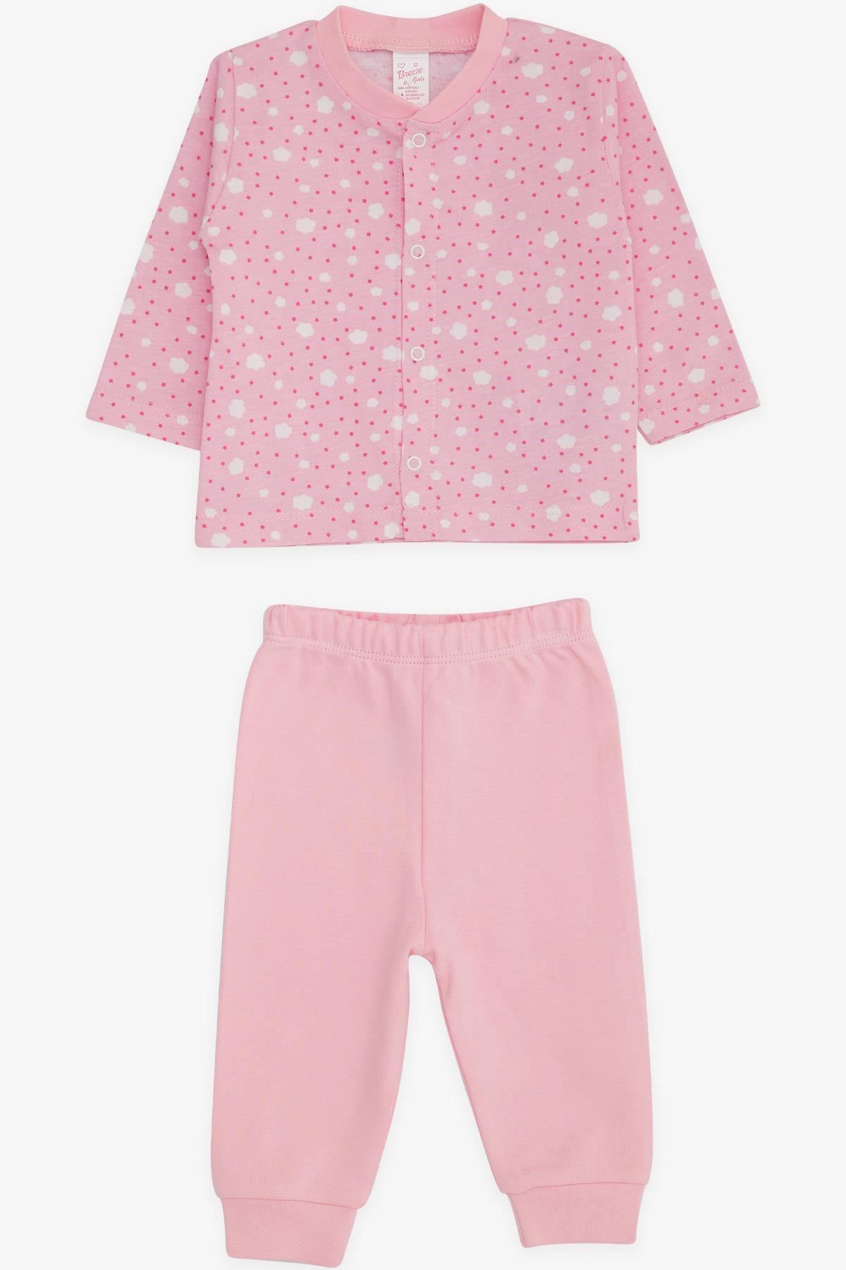 Breeze Kız Bebek Pjama Takımı Bulut Desenli Pudra (0-3 Ay-9 Ay)