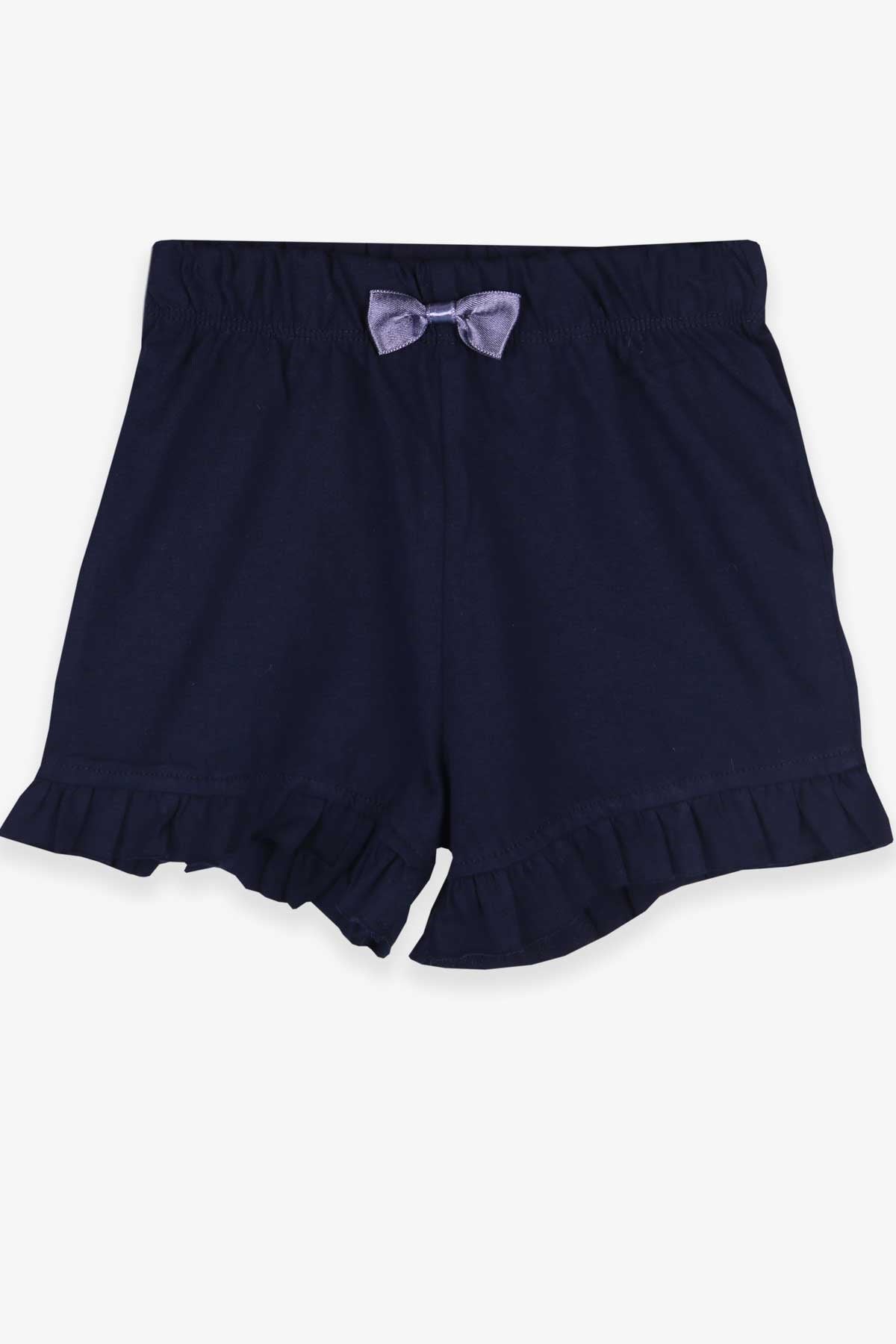 Breeze Kız Bebek Şort Basic Fiyonklu Paçaları Fırfırlı Lacivert (9 Ay-3 Yaş)