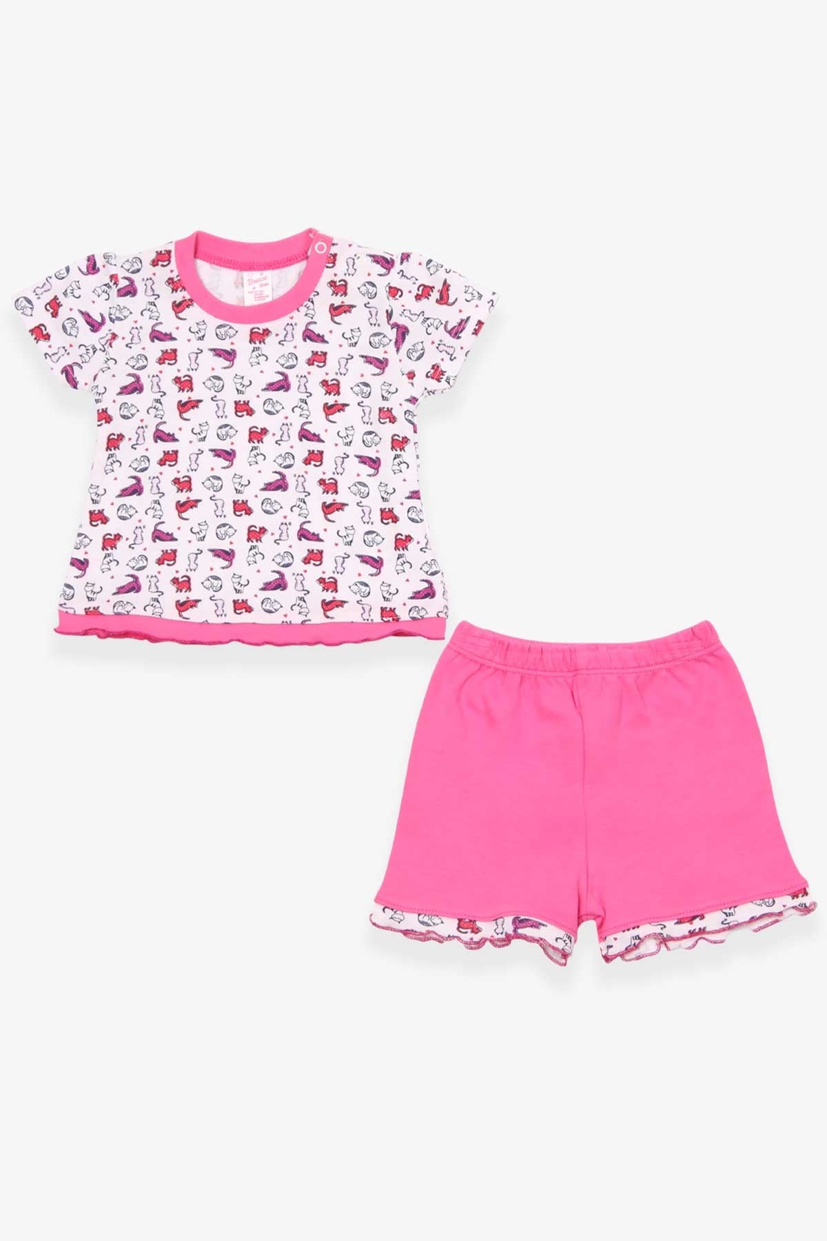 Breeze Kız Bebek Şortlu Takım Kuzucuk Desenli Beyaz (0-3 Ay)