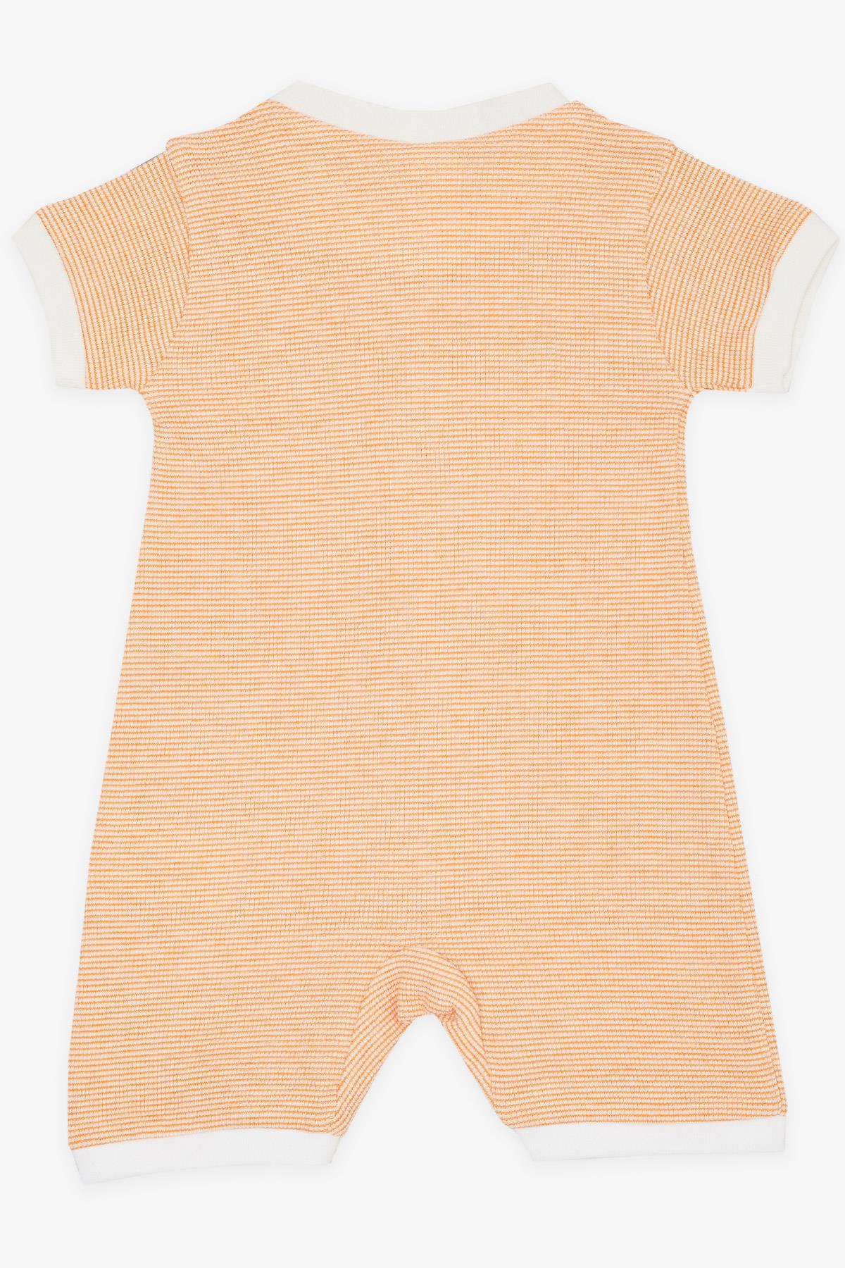 Kız Bebek Şortlu Tulum Minik Kare Desenli Turuncu 0-9 Ay - Pamuklu Bebek  Tulumları | Breeze