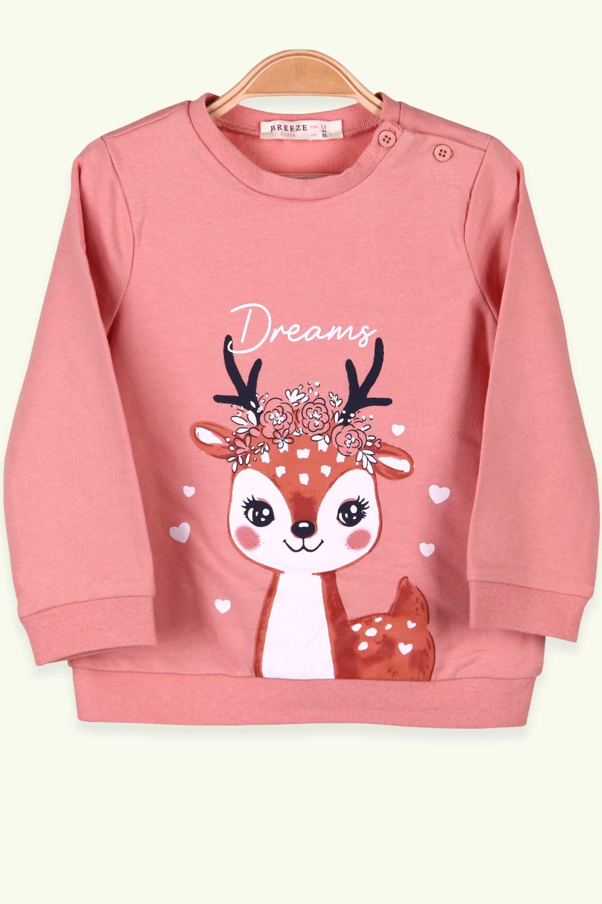 Breeze Kız Bebek Sweatshirt Ceylan Baskılı Somon (9 Ay-4 Yaş)