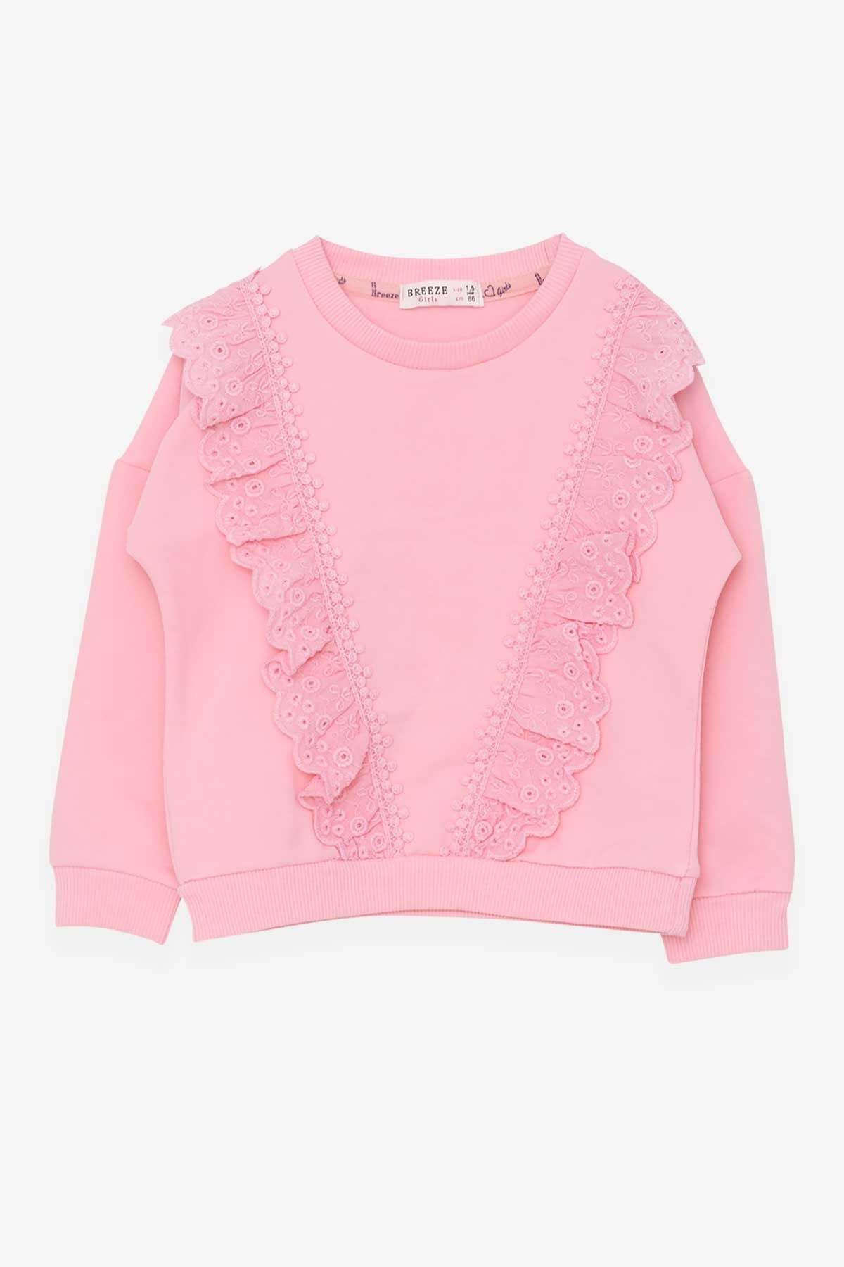 Breeze Kız Bebek Sweatshirt Güpürlü Pudra (1.5 Yaş)