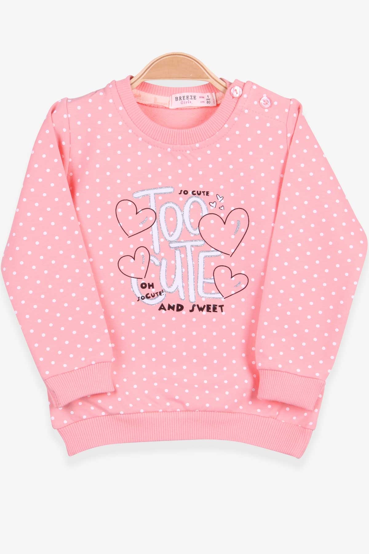 Breeze Kız Bebek Sweatshirt Puantiyeli Somon (6 Ay-2 Yaş)