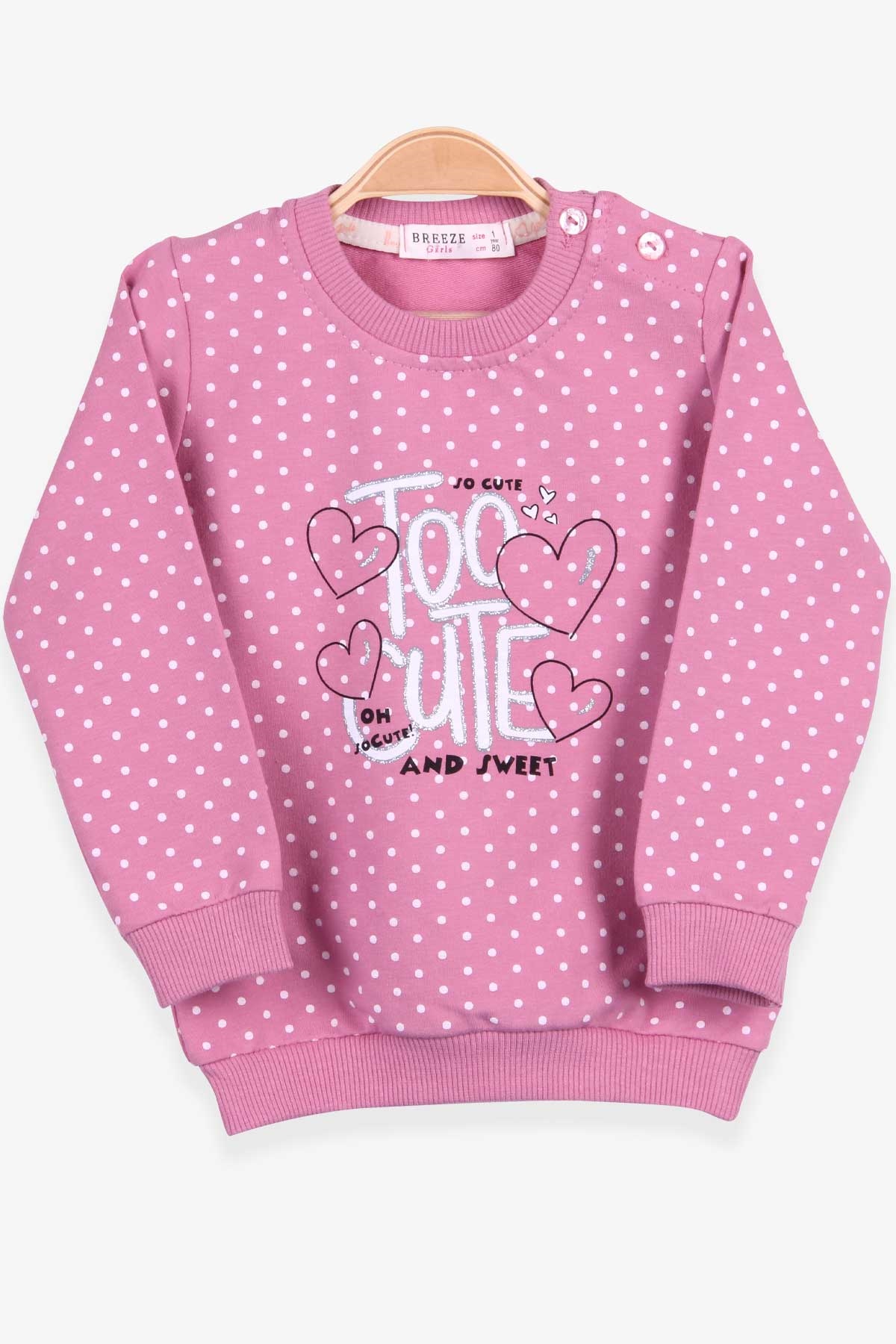 Breeze Kız Bebek Sweatshirt Puantiyeli Gülkurusu (6 Ay-2 Yaş)