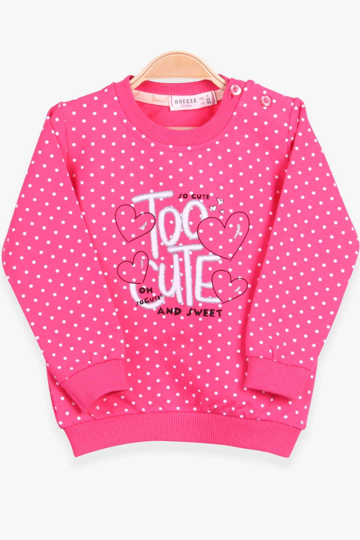 Breeze Kız Bebek Sweatshirt Puantiyeli Pembe (6 Ay-2 Yaş)