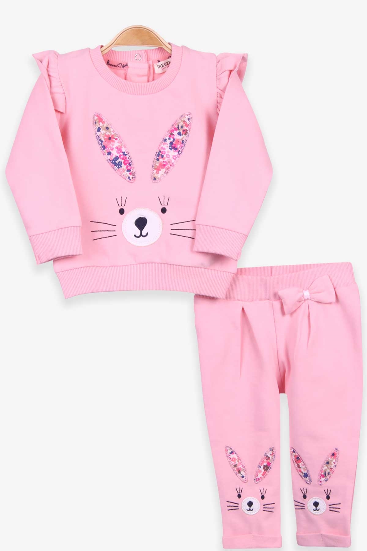 Breeze Kız Bebek Taytlı Takım Tavşan Nakışlı Pudra (9 Ay-3 Yaş)