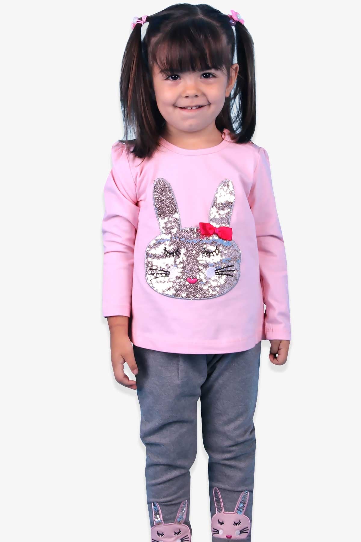 Breeze Kız Bebek Taytlı Takım Tavşanlı Pembe(9 Ay)